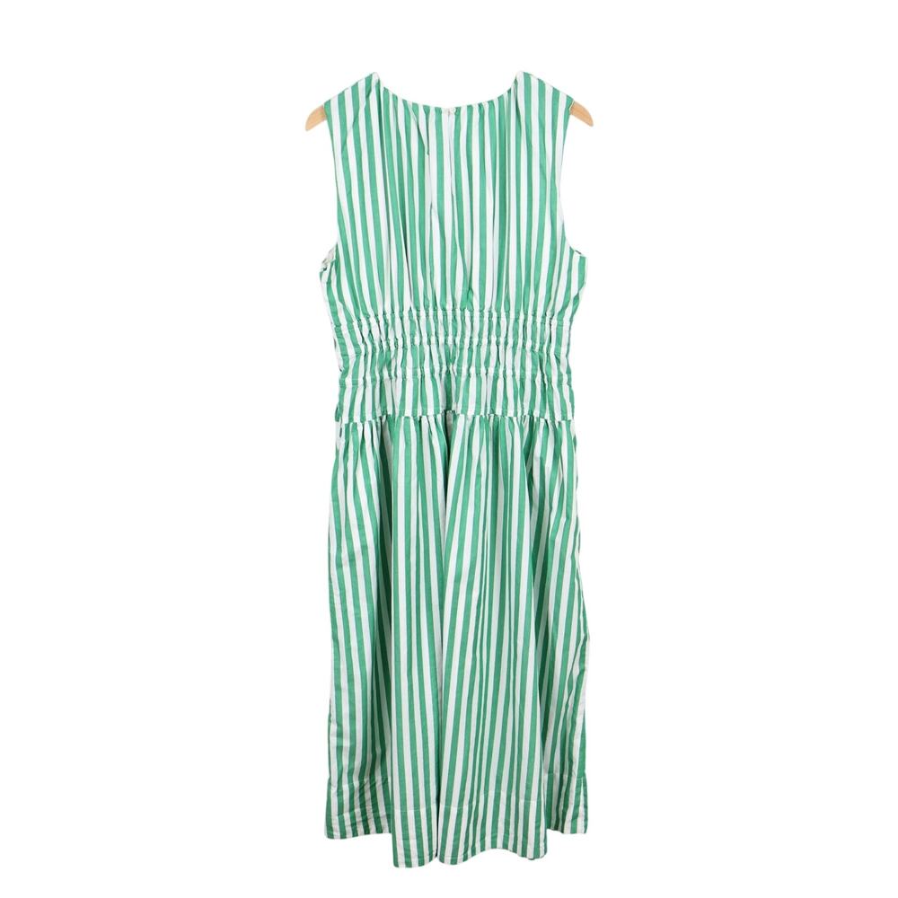 J.Crew Hyacinth Dress Striped Cotton Poplin Bright Clover Green Size Large - Picture 6 of 8